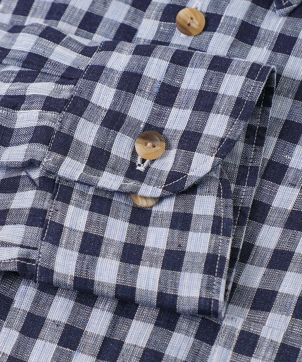 ETON Slim Fit Linen Check Shirt 8 ETON Slim Fit Linen Check Shirt - Image 6