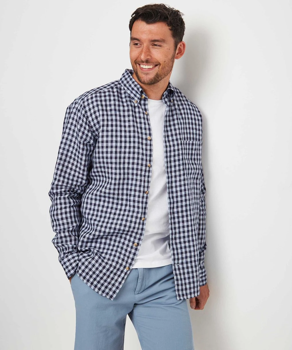 ETON Slim Fit Linen Check Shirt 5 ETON Slim Fit Linen Check Shirt - Image 3