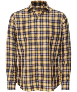 Fitted Body Linen Cotton Check Shirt