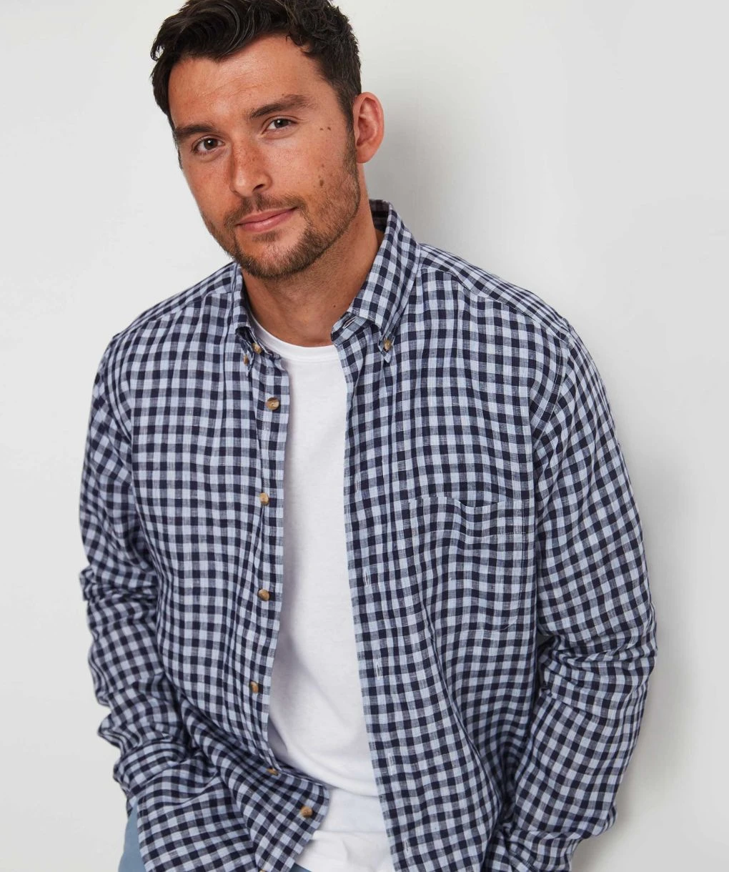 ETON Slim Fit Linen Check Shirt 4 ETON Slim Fit Linen Check Shirt - Image 2