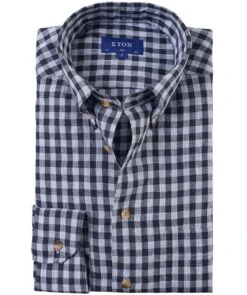 ETON Slim Fit Linen Check Shirt