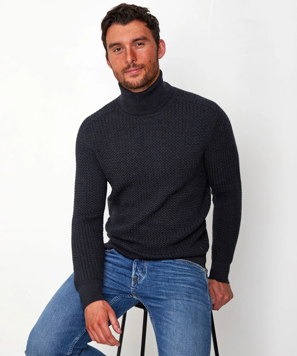 Waffle Roll Neck Merino Jumper 4 Waffle Roll Neck Merino Jumper - Image 2